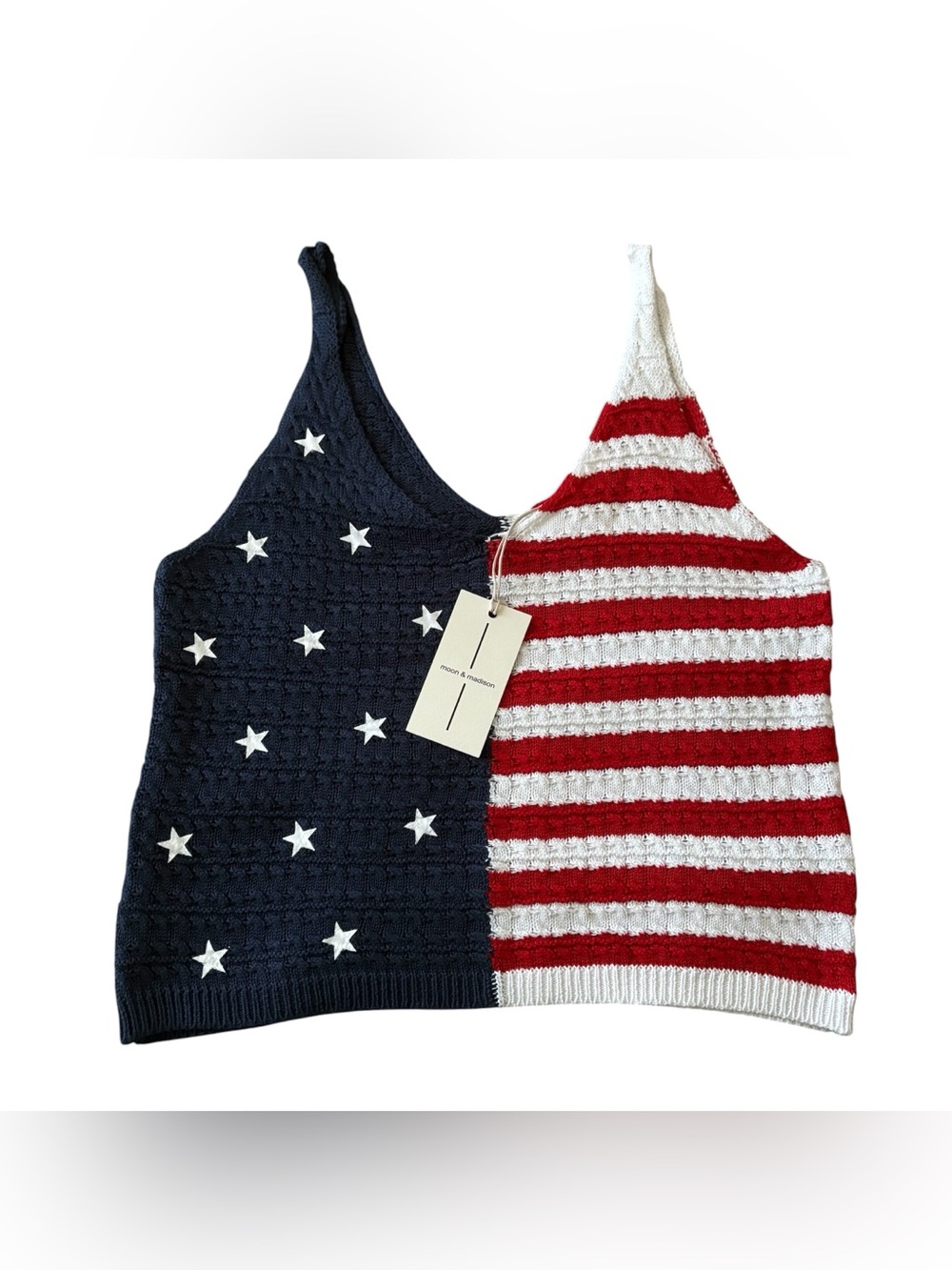 5for20 NWT Moon & Madison American flag knit crop top